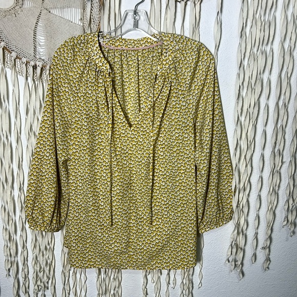 Boden Polly Marigold Yellow Crescent Print Peasant Blouse M/L - Picture 5 of 13